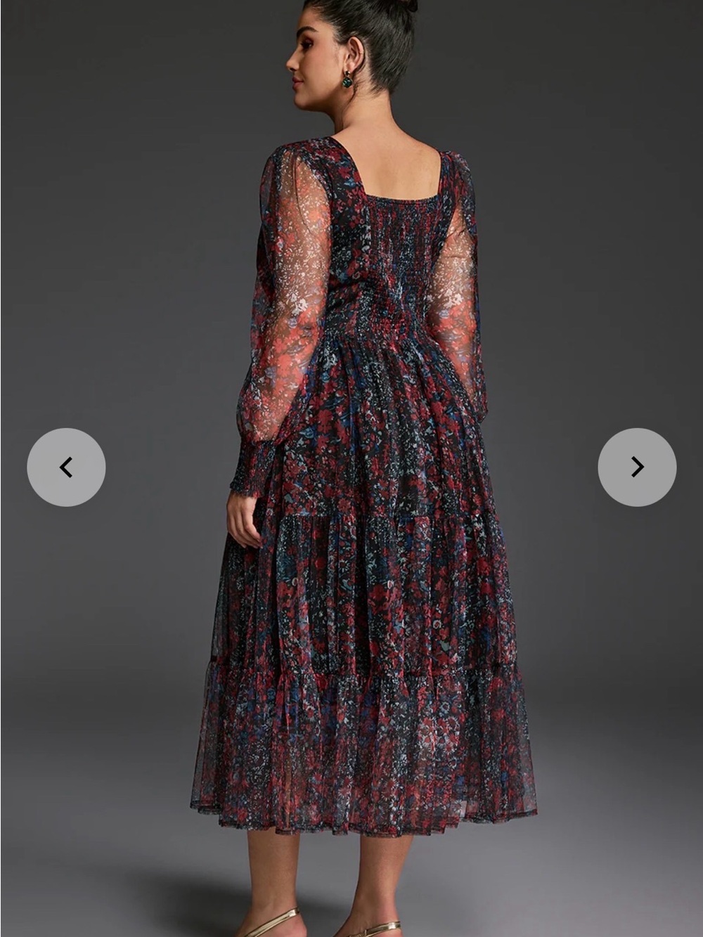 Women's Long Sleeve Maxi Dress in Dark Floral - Picture 14 of 16